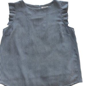 Monteau Navy Blue and White Strip Short Sleeve Shirt